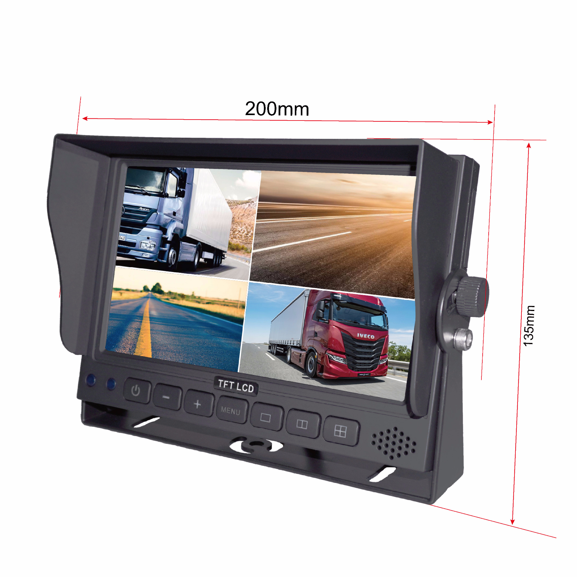 7 inch HD 1080P Quad Rearview monitor 