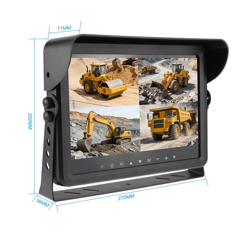 10.1" 1080p Waterproof Monitor 4 Split DVR For Trucks, Construction & Heavy Duty Vehicles