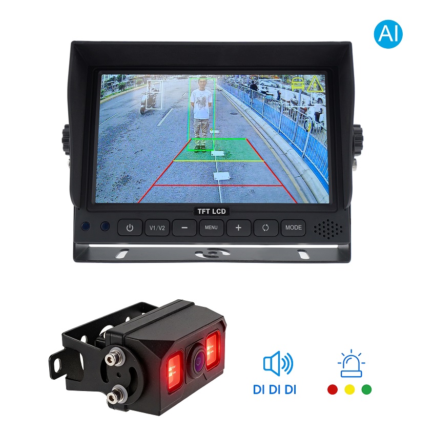 AI Blind Spot Detection Camera with Integrated 3-Color Warning Light & Buzzer