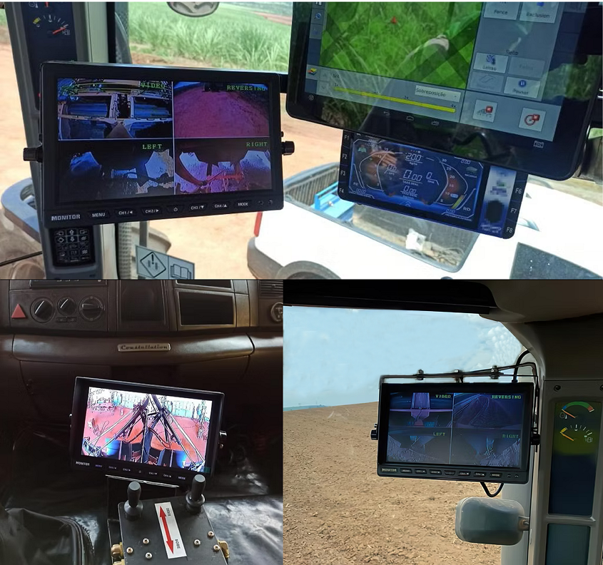 Instalação do monitor em máquinas agrícolas, máquinas de terraplanagem, entre outros.