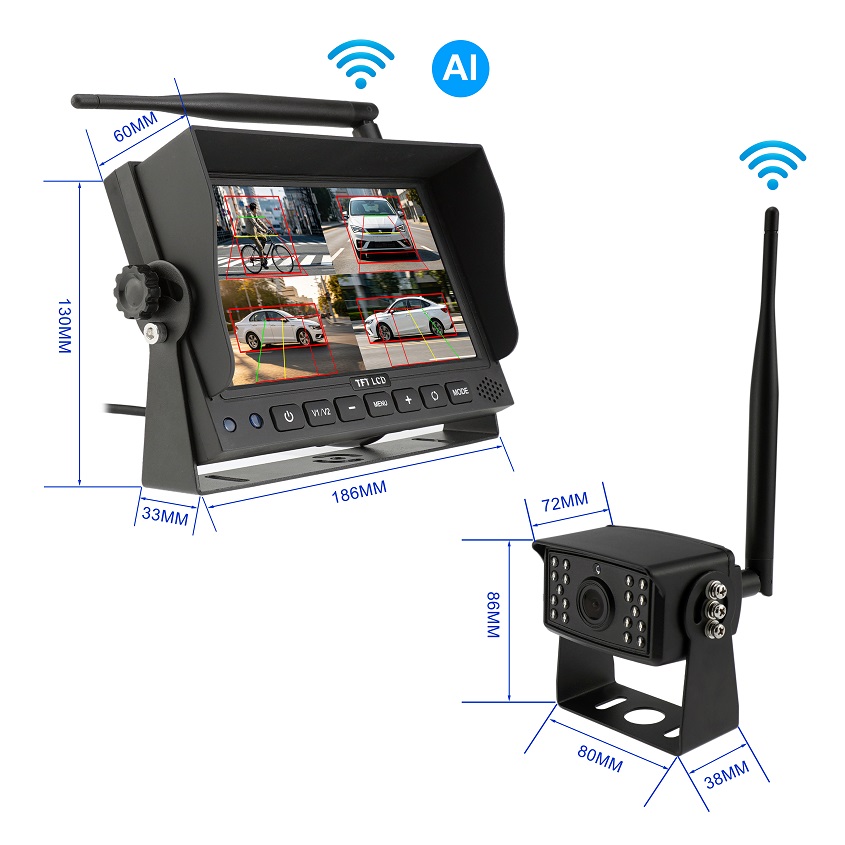 7" Wireless AI Blind Spot Camera System for Trucks